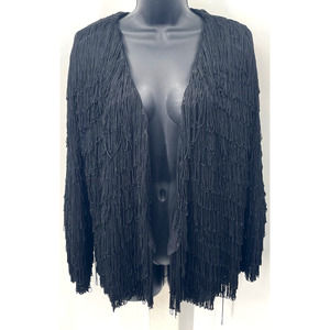 Anthropologie Fringed Long-Sleeve Jacket by Vanessa Virginia Size Medium